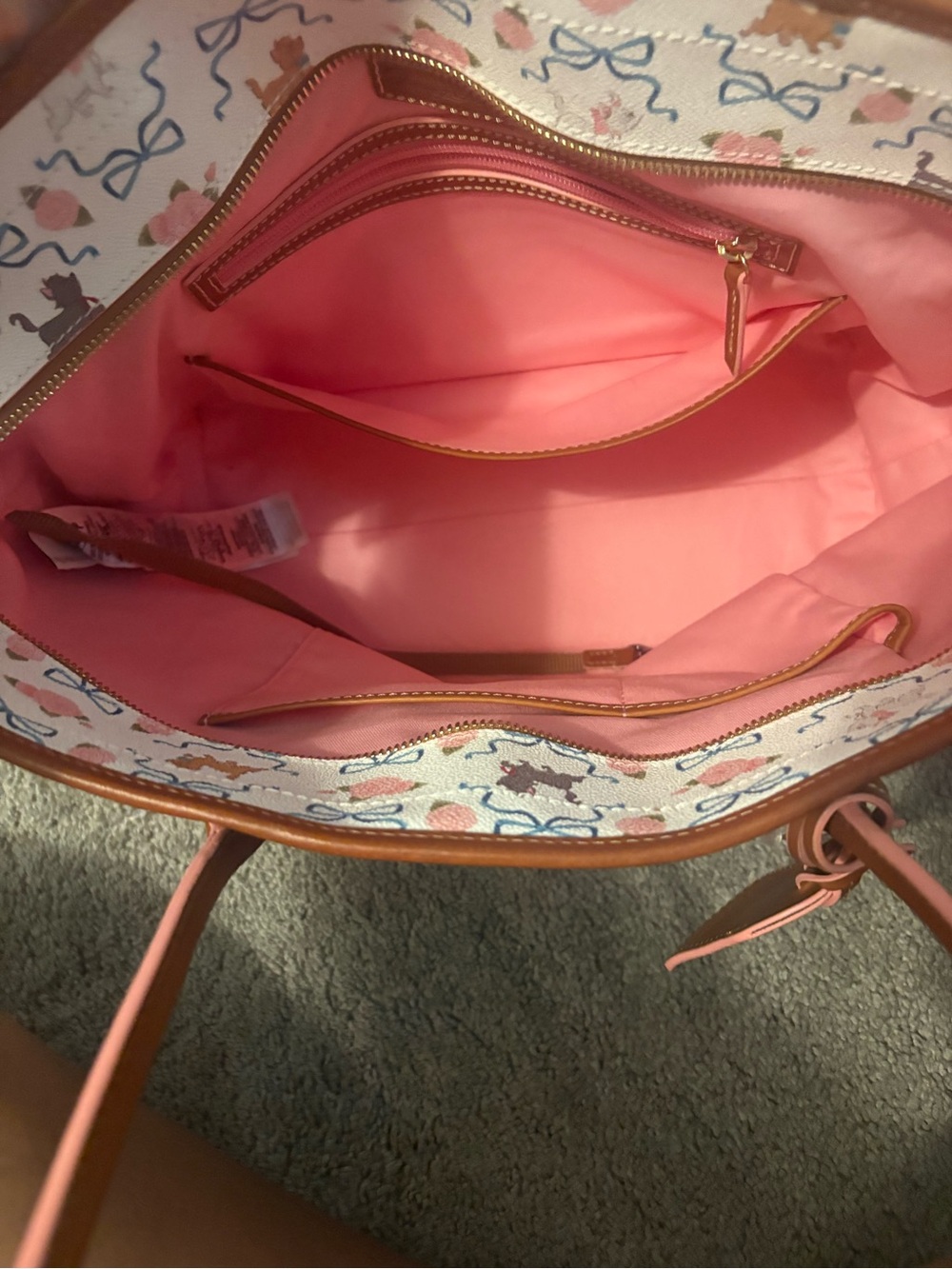 Dooney & Bourke Blue Tote with Pink Rose Aristocats Print - Picture 4 of 5